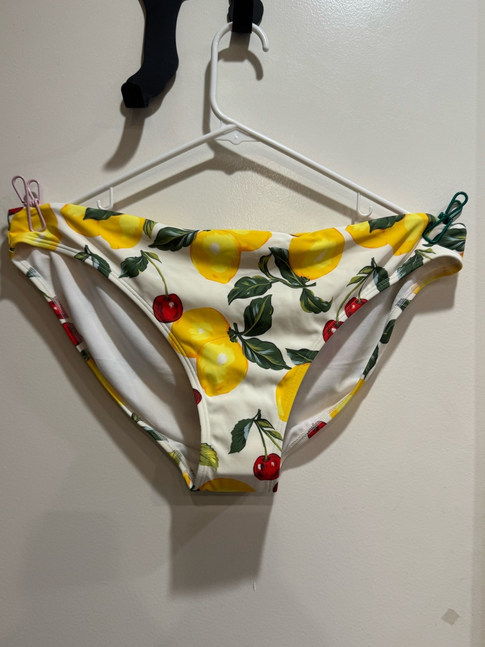 NWT size 14 Boden Lemon & Cherry Print Bikini Bottoms - Yellow/Red on Cream